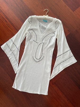 Tunique Melissa Odabash blanche perlée, taille S