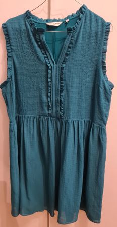 Robe d'été turquoise à volants, T. 44, occasion