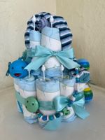 Windeltorte türkis, Baby Geschenk, Geburt, Taufe