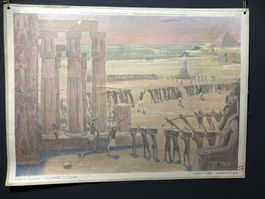 Vintage Schulwandbild ISRAEL IN ÄGYPTEN #F2 LxB 90x65,5cm Zu
