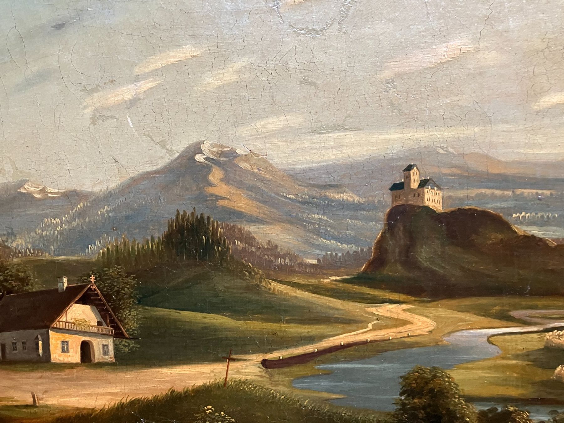 Gemälde: Landschaft mit Burg und Kapelle – Gebraucht aus Männedorf von Amleto3 2