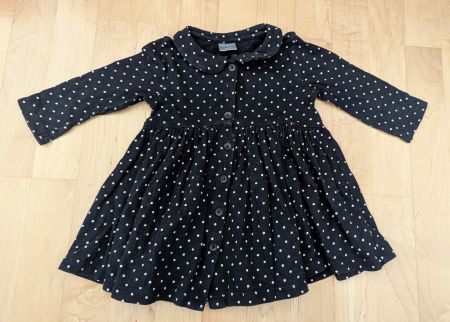NEXT Baby Kleid Langarm – Schwarz / Weiss gepunktet – Gr. 68