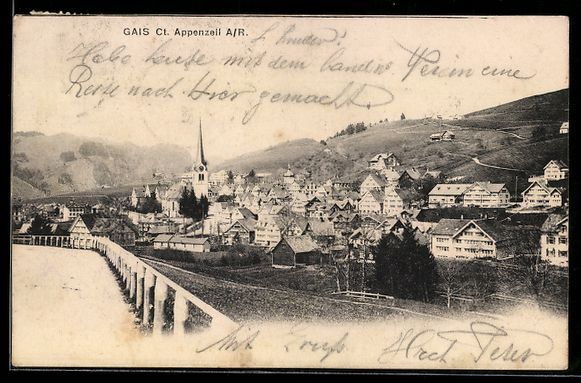 Cartoline postali: Gais /Appenzell, Ortsansicht mit Kirche  – Usato da Berlin venduto da bartko-reher