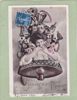 Frankreich Kitsch Frau Glocke Blumen Joyeuses Pâques