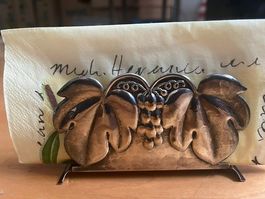 Serviettenhalter Vintage Metall versilbert Traubenmotiv