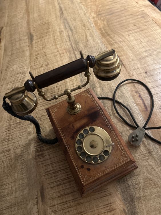 Téléphone Ancien Style Vintage En Laiton - Neuf, Décoration Rétro