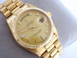 ROLEX DAY-DATE 18K & DIAMANTEN 1988 REF. 18038 AUTOMAT 36MM