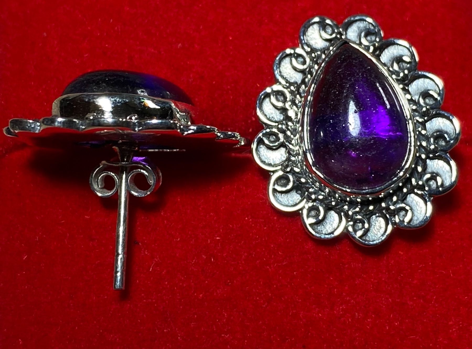 Orecchini pendenti & Orecchini a lobo: orientalische Silber Ohrstecker mit Amethyst – Nuovo e nell'imballaggio originale da Laax GR venduto da krippenfiguren-laax 3