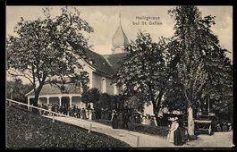 AK Heiligkreuz, Kapelle bei St. Gallen mit Personen auf dem 