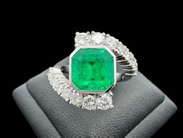 Colombia Smaragd 1.9ct Brillanten Ring 18k Gr49 GGTL *S1992