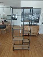 Industrial Regal schwarz / Holzoptik (178 x 69 cm)