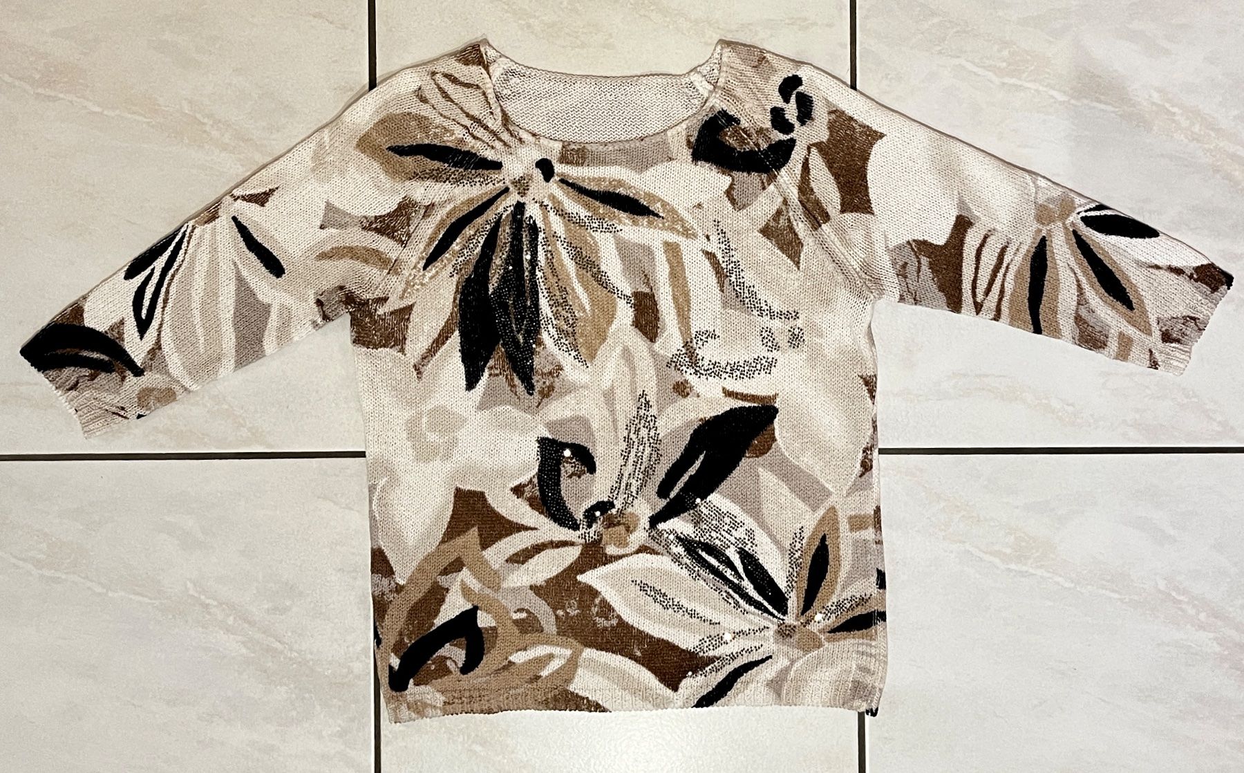 Monari Maglioni & Felpe: MONARI Pullover mit Flower-Print und Strasssteinchen G.34 – Usato da Oberwil BL venduto da DANA_FOX 1