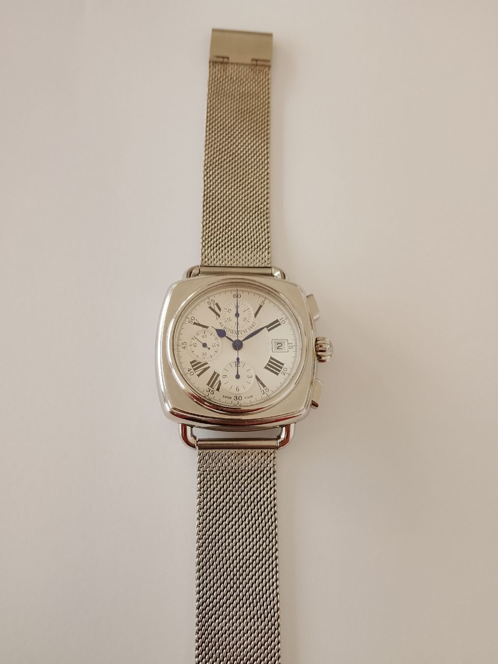 Aerowatch Uhren: Automatic Aerowatch 1942 cushion Chronograph valjoux 7750  – Gebraucht aus Biel/Bienne von Vintage-timearts 2