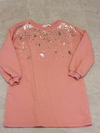 H&M Kleid Gr. 110/116 Rosa mit Pailletten Herbst Top!