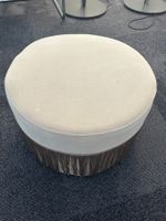 NEU, Design-Pouf/Hocker beige mit Fransen, Samt, rund