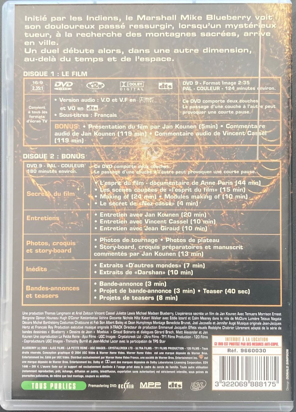 Tutti i DVDs: BLUEBERRY (L'EXPRERIENCE SECRETE) – Usato da Poliez-Pittet venduto da Newtown-Records 3