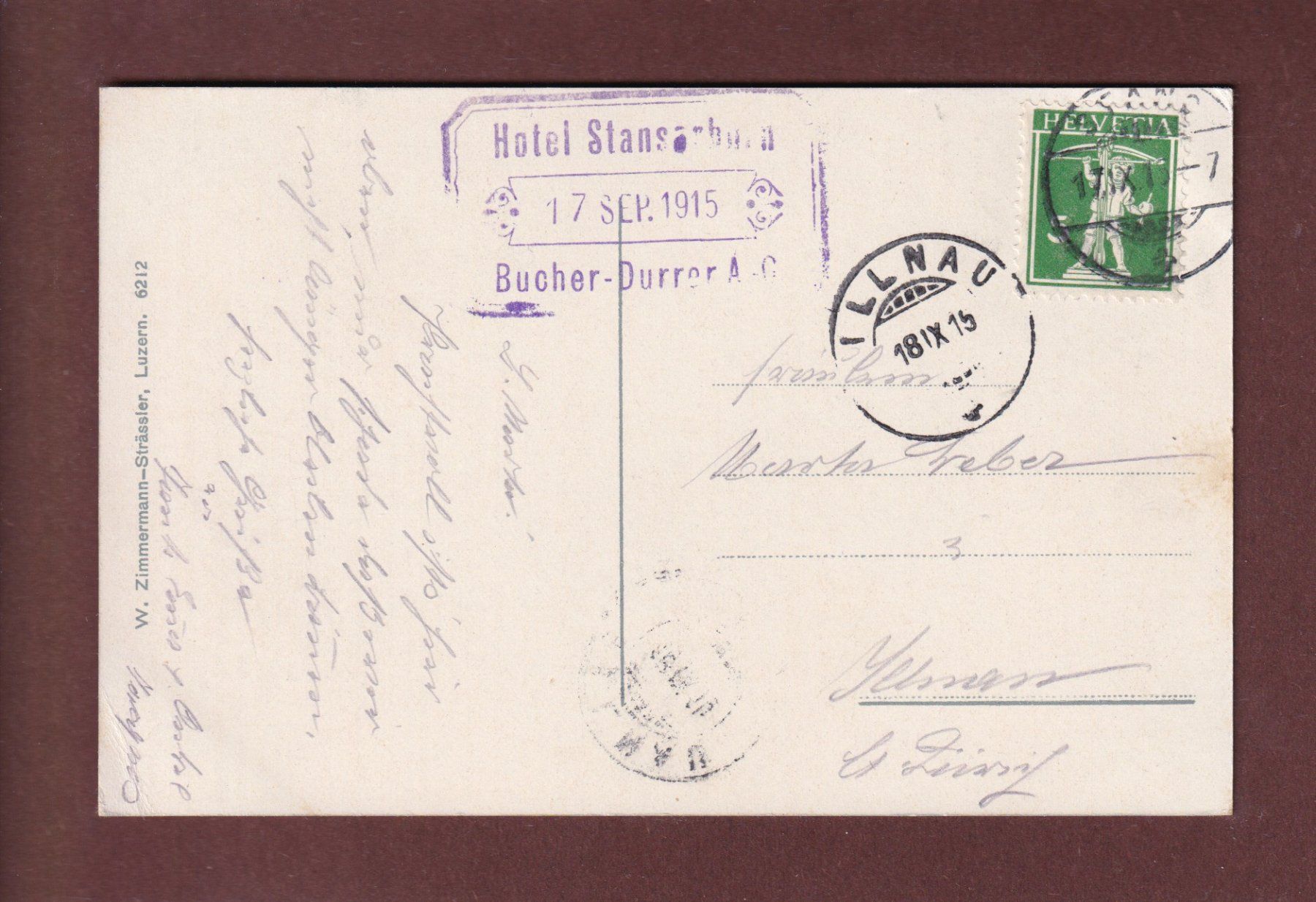 Cartes postales: STANSERHORN - 1915 – D'occasion à Pully par nicecards-shop 1