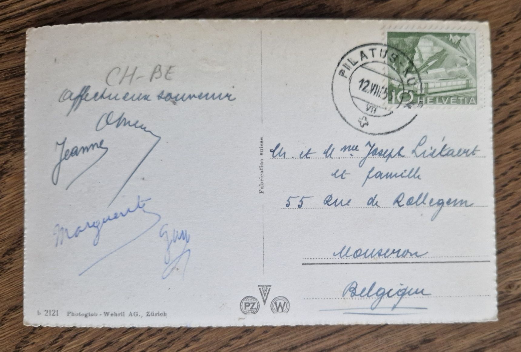 Cartoline postali: Schynige Platte-Bahn 1955 – Usato da Ebikon venduto da Donar50 1