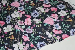 ***AUSVERKAUF*** Stoff BW-Jersey Digitaldruck d.blau/Blumen