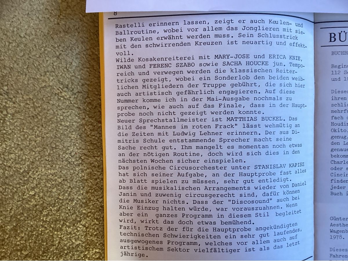 Riviste & Magazine: Circus Knie Zeitungsbericht 1979 – Usato da Reichenbach i. K. venduto da astra2010 2