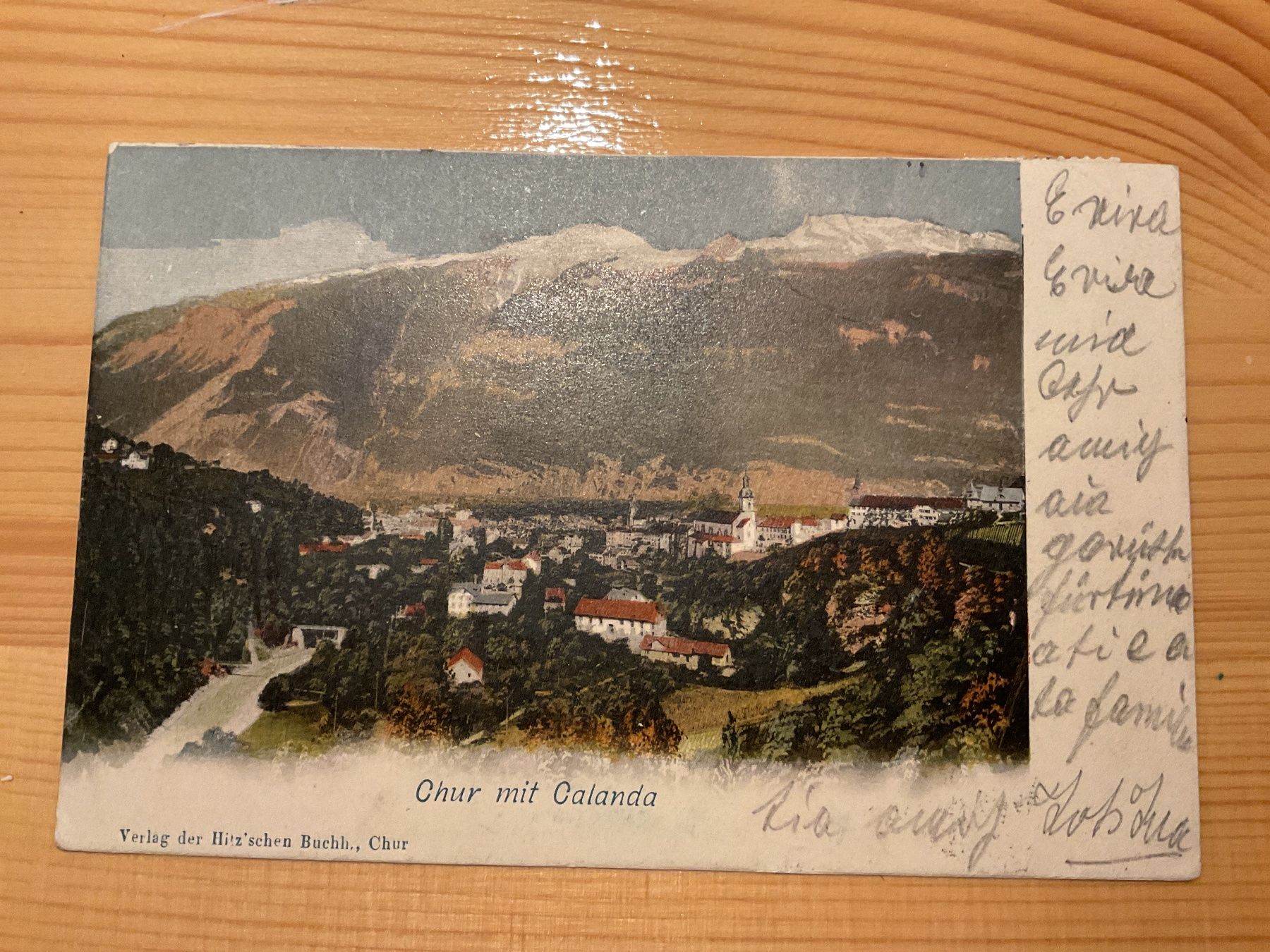 Cartoline postali: 1903 Ansichtskarte Chur mit Calanda Irrläufer viele Stempel – Usato da Rheinfelden venduto da ricci62