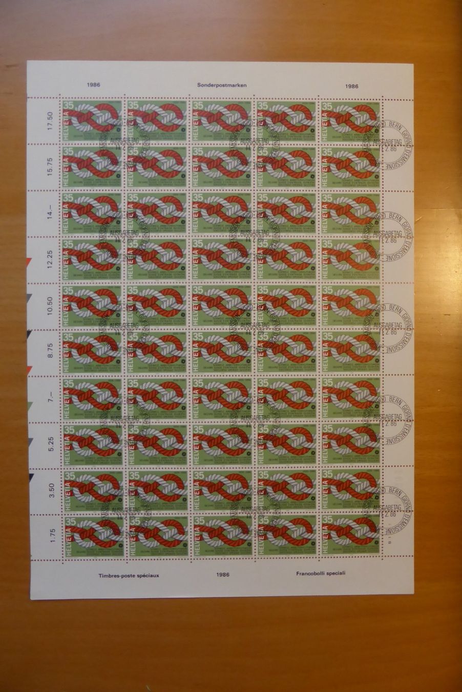 Tutti i francobolli: CH - Briefmarkenbogen - CH - Arbeiterhilfswerk 11.02.1986 – Nuovo (secondo la descrizione) da Brunnadern venduto da lesezirkel