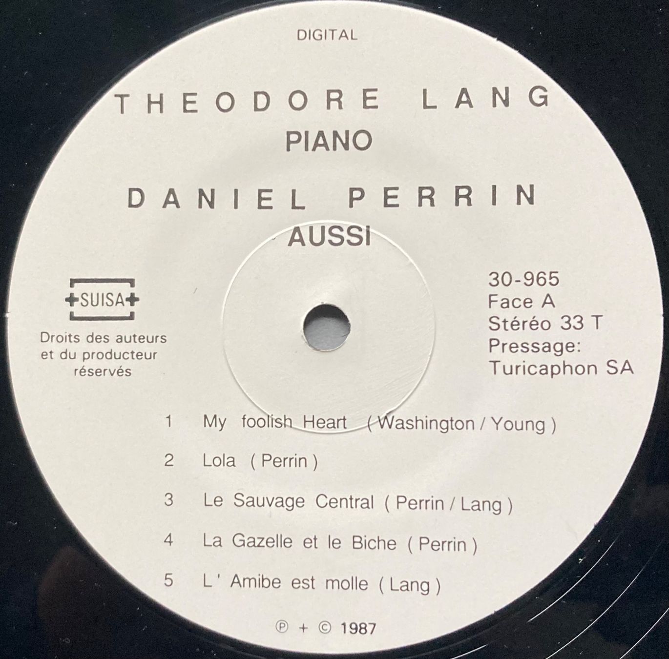 Vinyles: THEODORE LANG / DANIEL PERRIN - PIANO - AUSSI – D'occasion à Poliez-Pittet par Newtown-Records 2