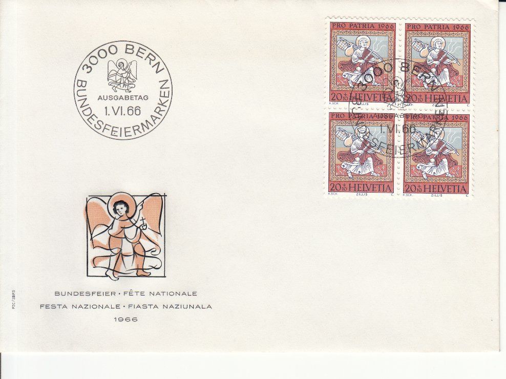 Alle Briefmarken: SBK B128 - B132 im 4er-Block FDC – Gebraucht aus Bürglen TG von StampGraf 3