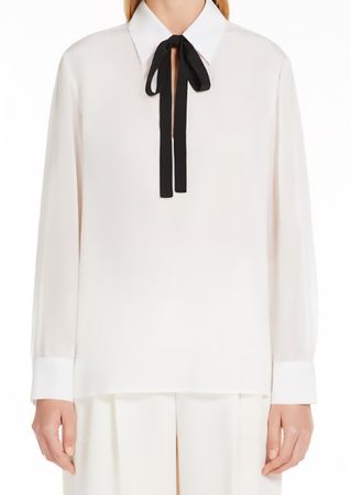 Max Mara Studio Seidenbluse mit Schleife, Gr. 36 Top!