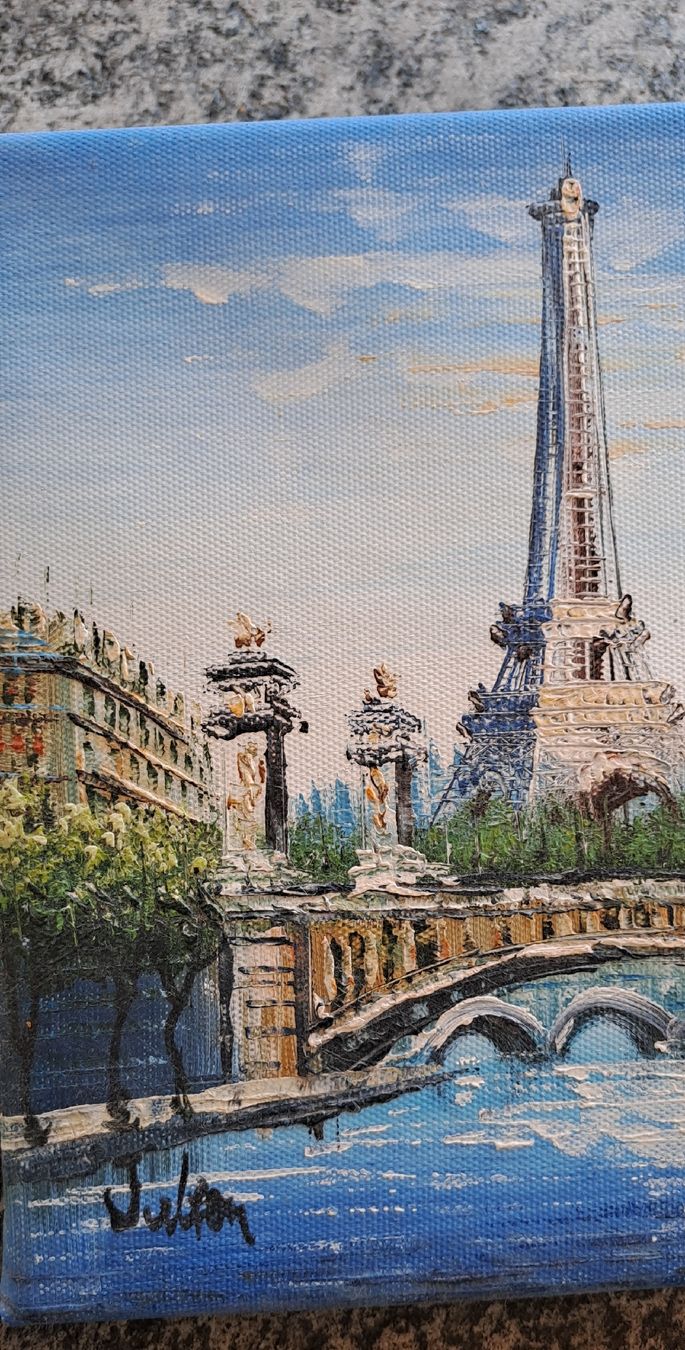 Gemälde: Gemälde Eiffelturm Paris auf Leinwand  – Gebraucht aus Gampel von hil_q526 4
