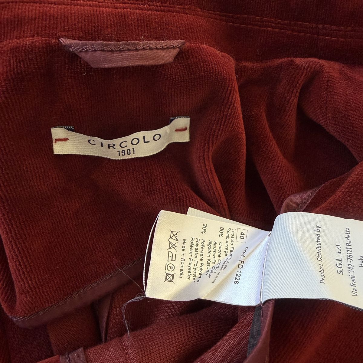 Circolo Giacche: CIRCOLO 1901 Red Velvet Blazer – Nuovo (secondo la descrizione) da Emmen venduto da Avviivva_Com2023 6