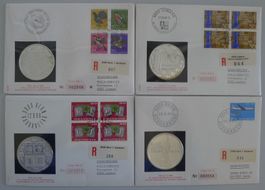 1968-1969, 4 Ersttagsbriefe mit Silber-Medaille. LIMITIERT!