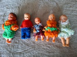 5 alte Puppenstube Püppchen, Vintage, 60er Jahre