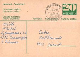 Ältere Postkarte mit Werbestempel BALSTHAL, ab 1.--