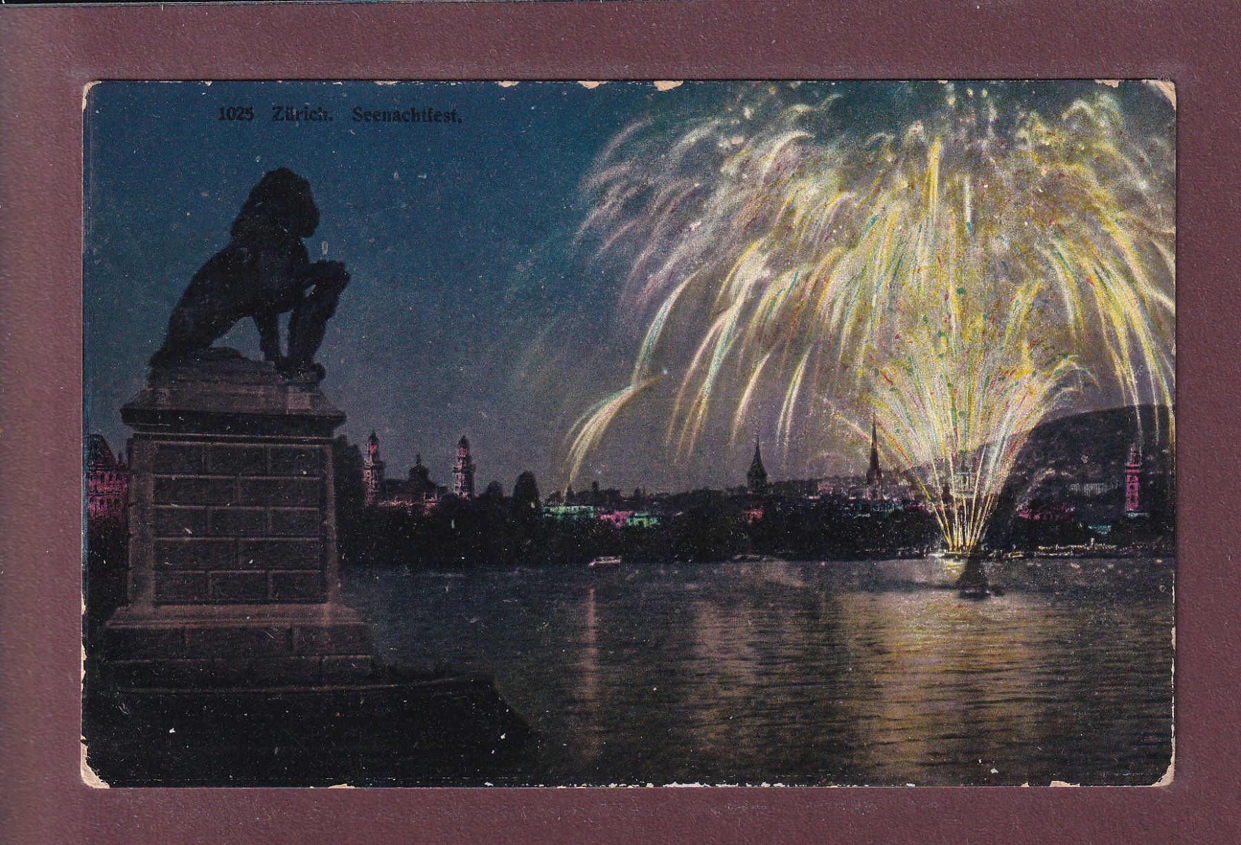 Ansichtskarten: ZÜRICH - Löwe - Seenachtfest - 1908 – Gebraucht aus Pully von nicecards