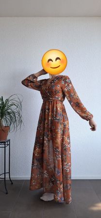 Maxikleid New Collection Blumenmuster orange Grösse M/L