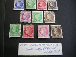 1945 FRANCE Mi 678-683/, 686/688 Postfrisch7falz* gestempelt