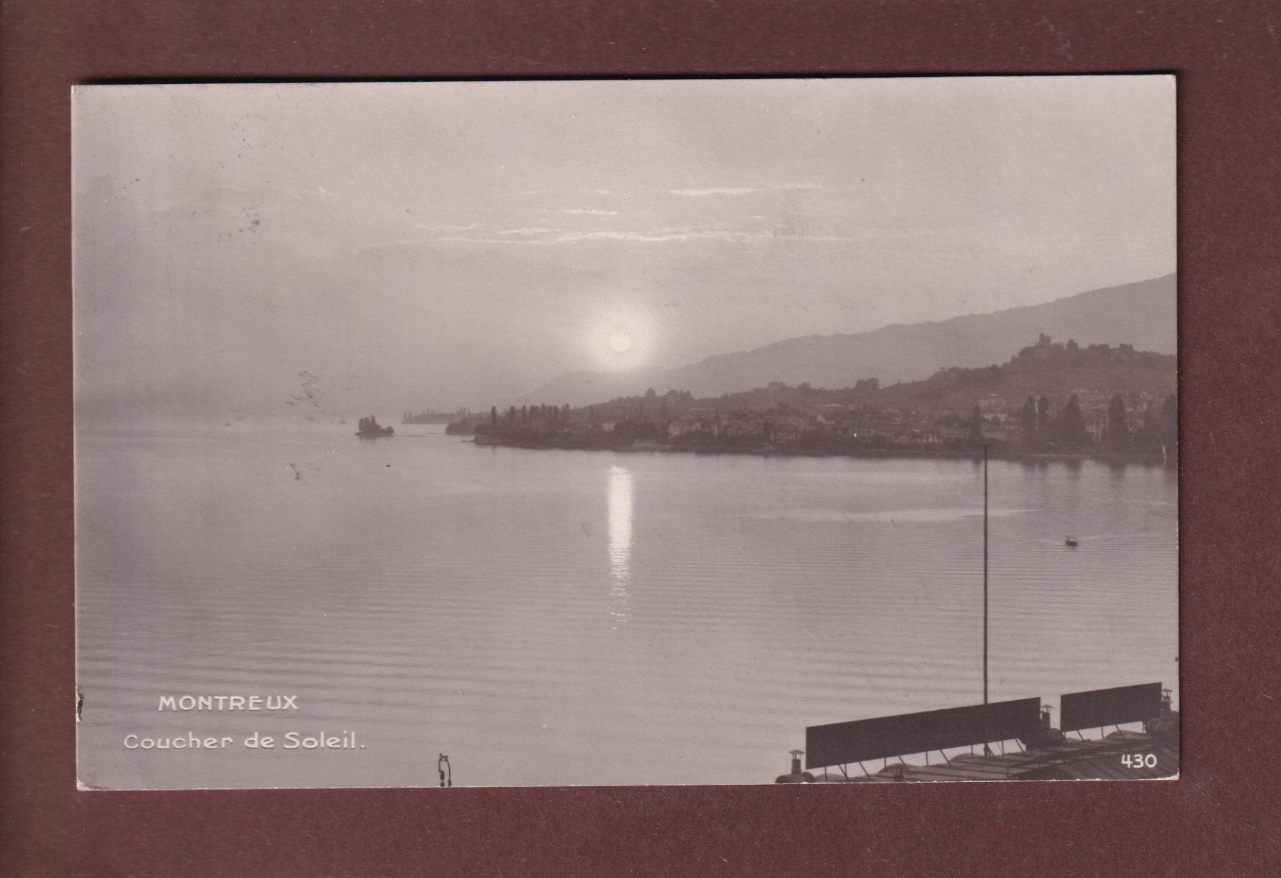 Cartoline postali: MONTREUX - Coucher de soleil - 1911 – Usato da Pully venduto da nicecards