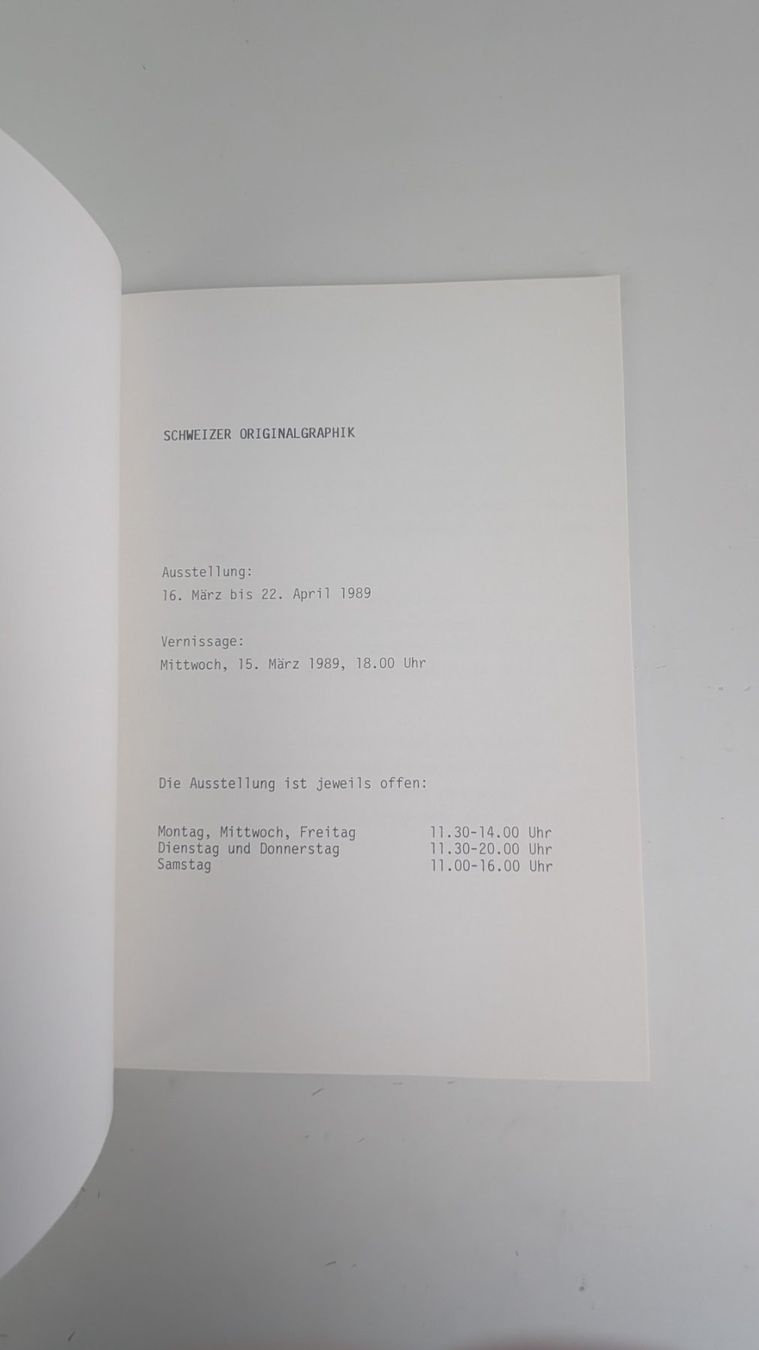 Libri: Schweizer Originalgraphik, SBG Galerie Pavilion Weid. – Usato da Zürich venduto da axolottchen 3
