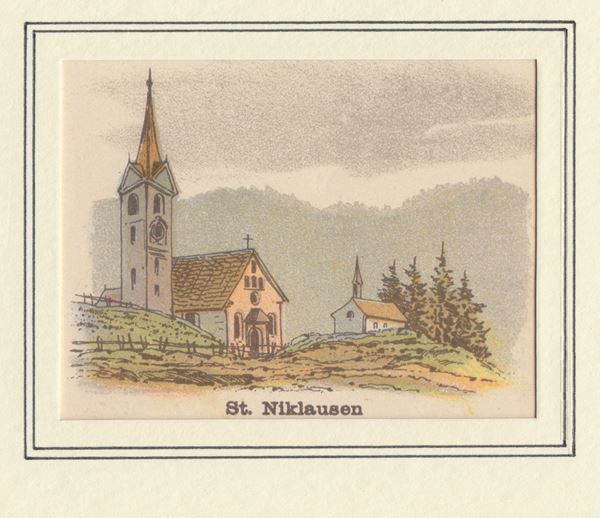Grafiken & Lithographien: ST. NIKLAUSEN LITHOGRAPHIE 1894 OBWALDEN – Antik aus Grüningen von Kartensammler