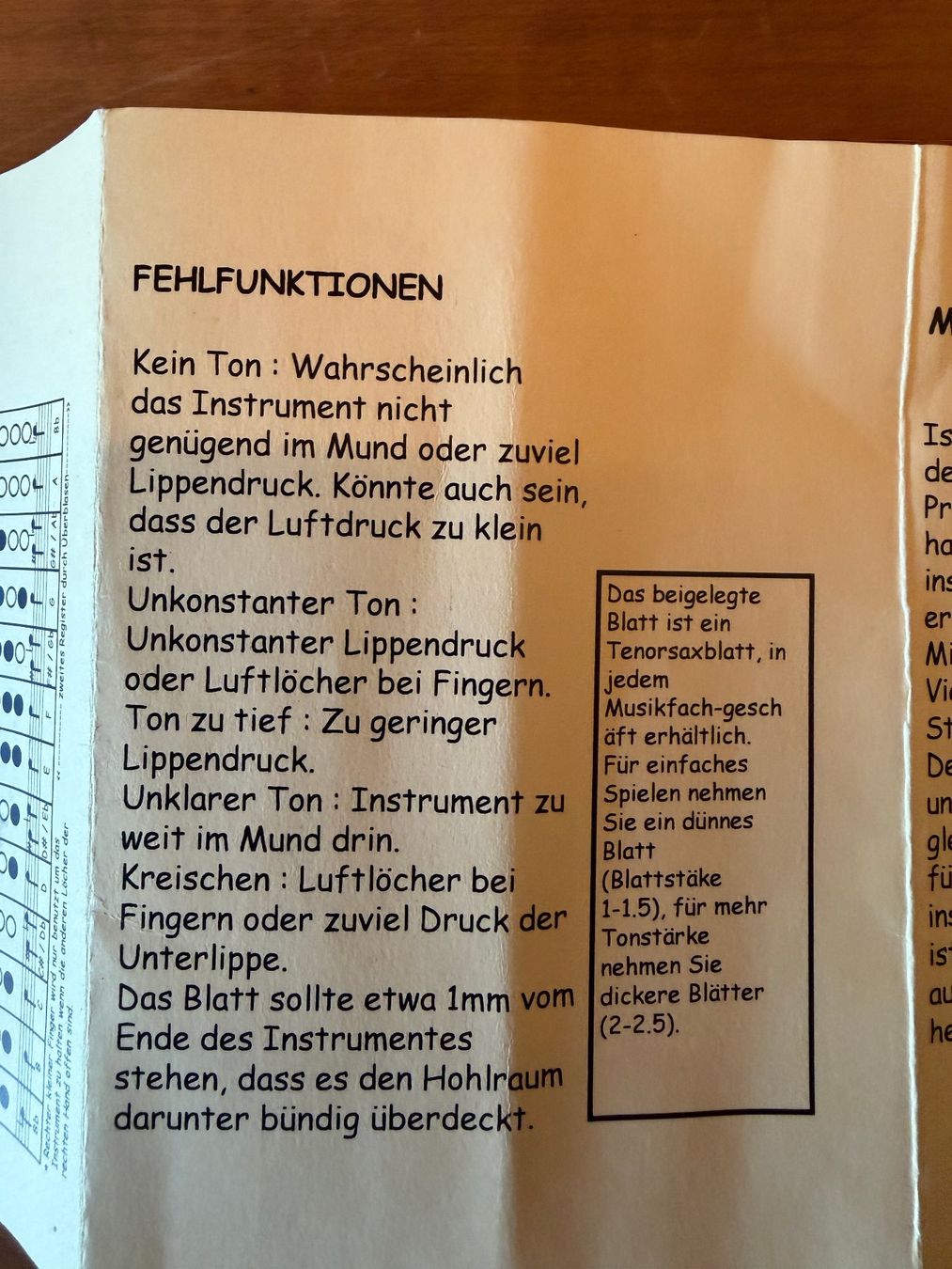 Strumenti musicali: Mini Saxophon mit Grifftabelle und Anleitung – Usato da Zofingen venduto da Schekke 5