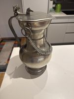 Zinnkrug antik mit Deckel und Kette guter Zustand 3.5 Liter