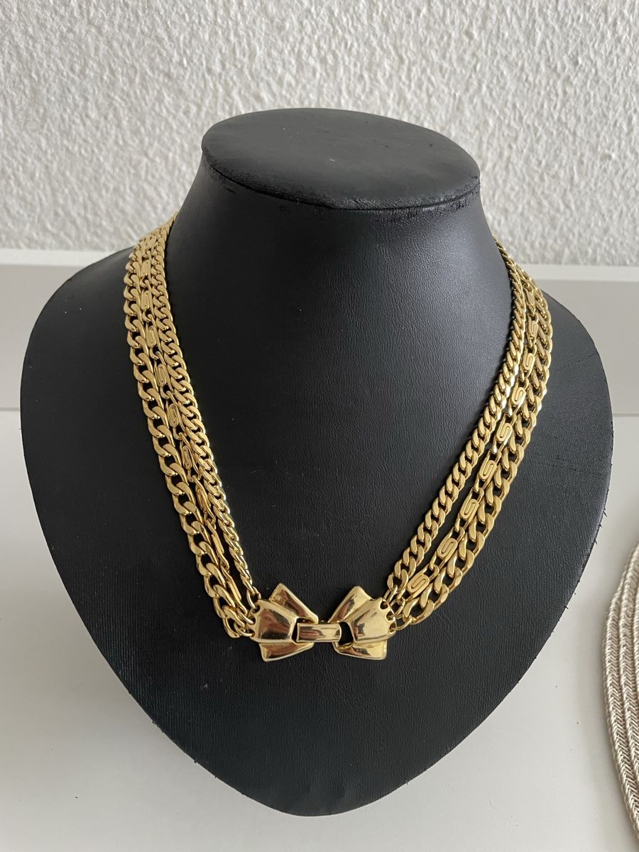 Catenine: Collier multi-chaînes plaquer or avec fermoir nœud 45 cm – Usato da Worben venduto da benit.drn 2