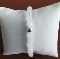 weisses Jade 6 mm Perlen - Elast - Armband
