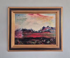 André Evard huile oeuvre abstraite tableau coucher de soleil