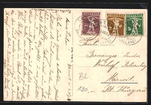 Cartoline postali: Oberwil, Panorama, Teilansicht mit Stras – Usato da Berlin venduto da bartko-reher 1