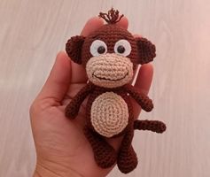 Affe- Schlüsselanhänger, Handarbeit, gehäkelt, Amigurumi