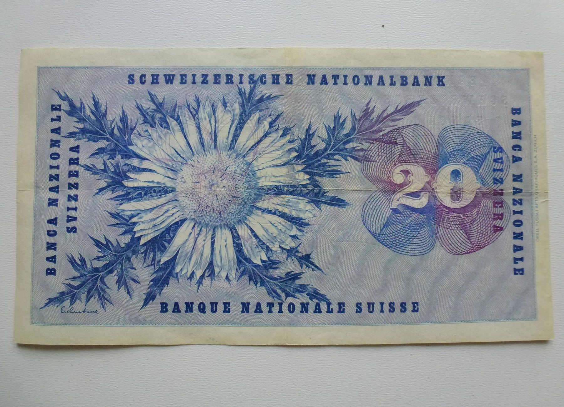 Banconote: Schweiz ++ 20 Franken 1954, Serie 1 U – Usato da Walkringen venduto da Casablanca777 1