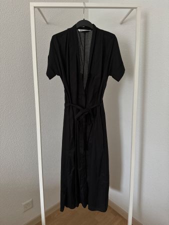 ZARA Hemdblusenkleid Gr. S NEU, schwarz, m. Gürtel & Taschen