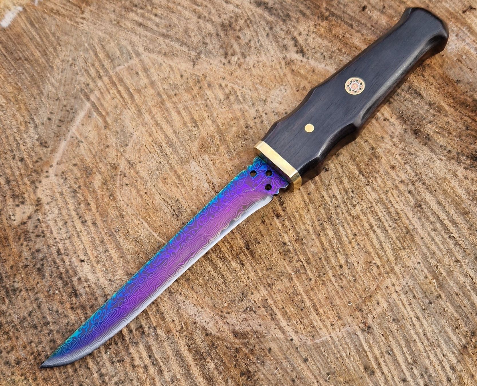 Coltelli: Rainbow Damast Messer – Nuovo e nell'imballaggio originale da Dorf venduto da Messer-Schweiz